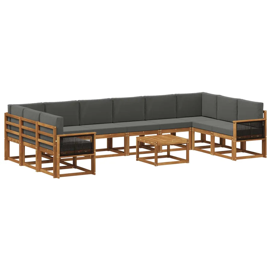 Ensemble de canapés d'extérieur 11 pcs Naturel et Anthracite - 2