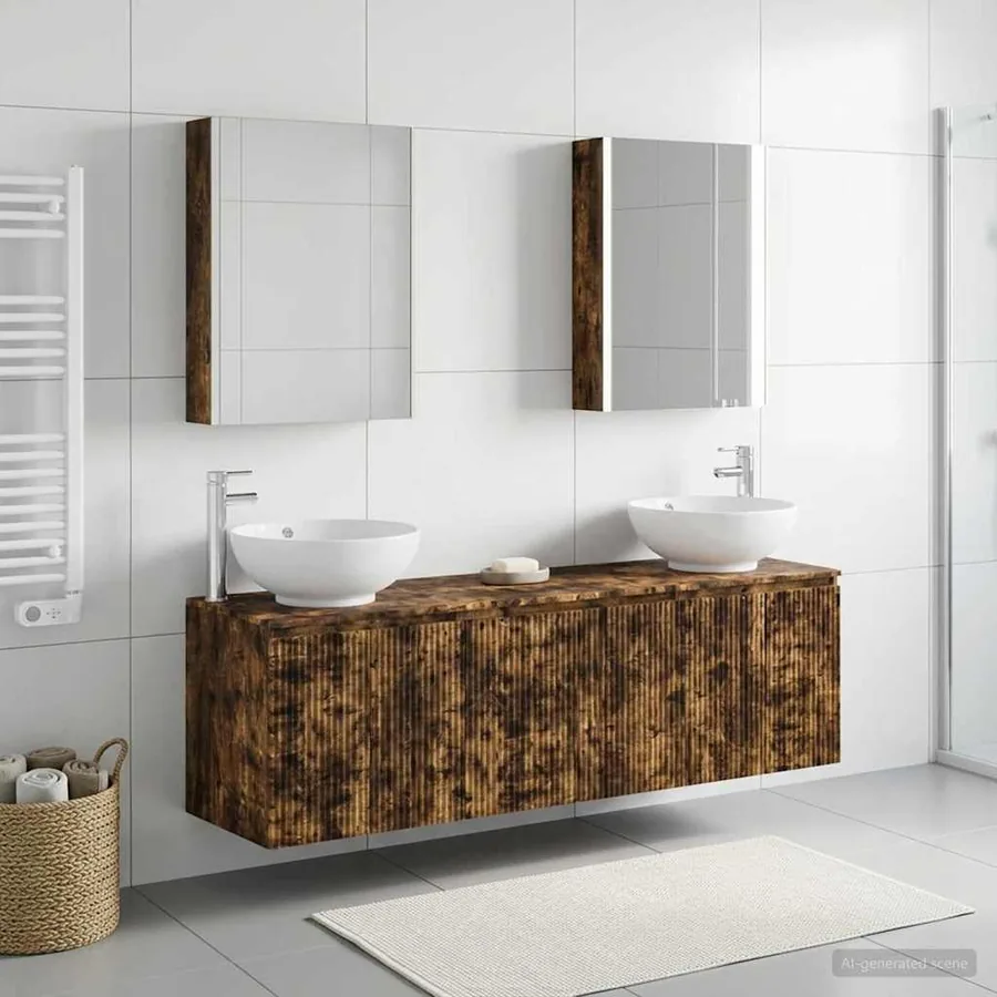Ensemble d'armoire de salle de bain 5 pcs Chêne fumé