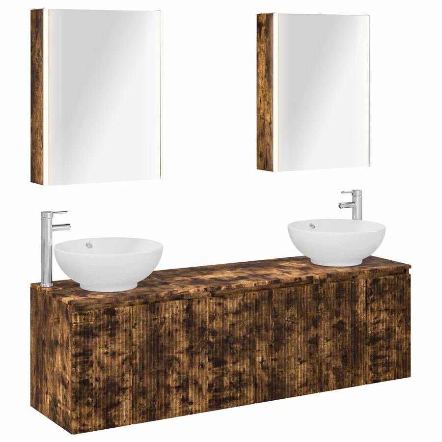 Ensemble d'armoire de salle de bain 5 pcs Chêne fumé - 2