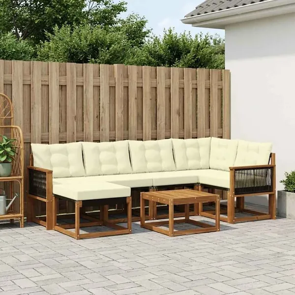 Ensemble de canapés d'extérieur 7 pcs Naturel et Crème