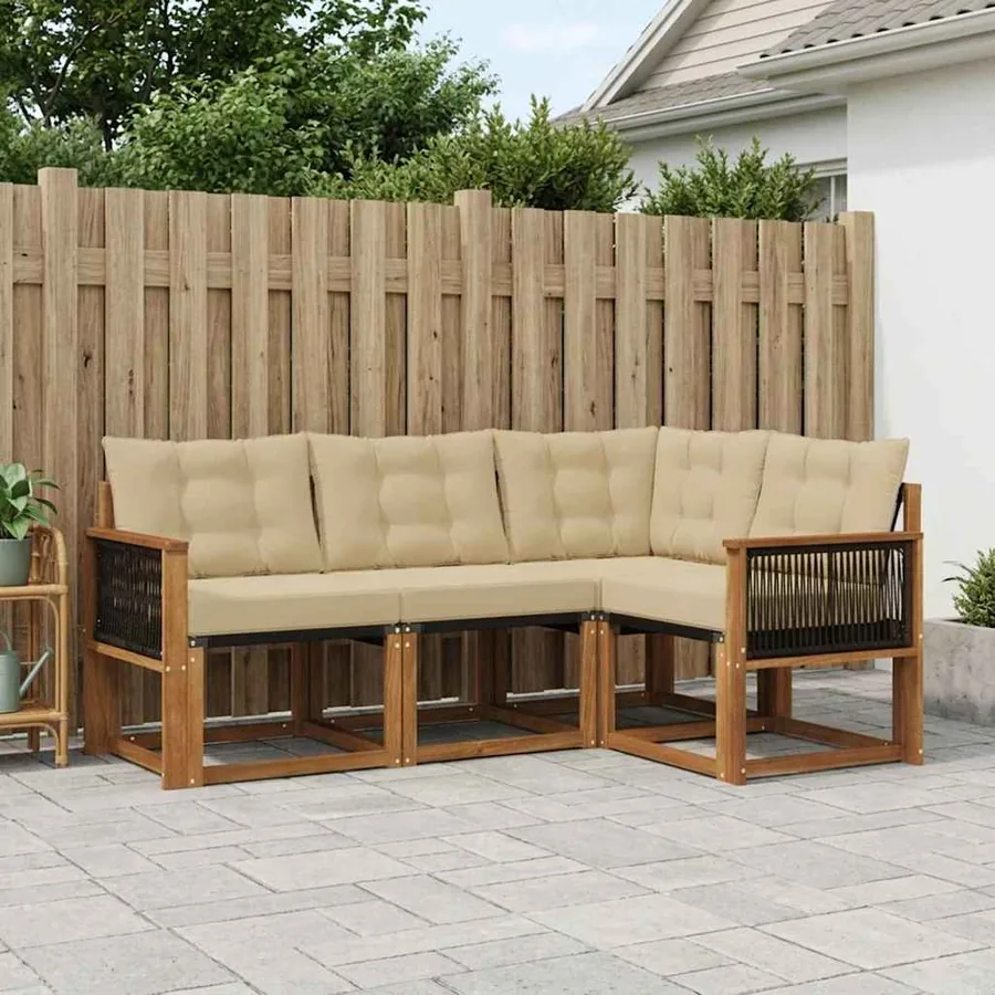 Ensemble de canapés d'extérieur 4 pcs Naturel et Beige