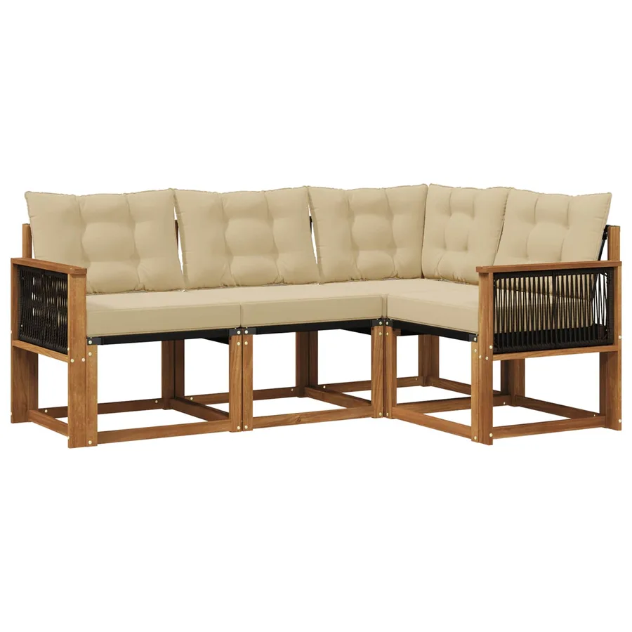 Ensemble de canapés d'extérieur 4 pcs Naturel et Beige - 2