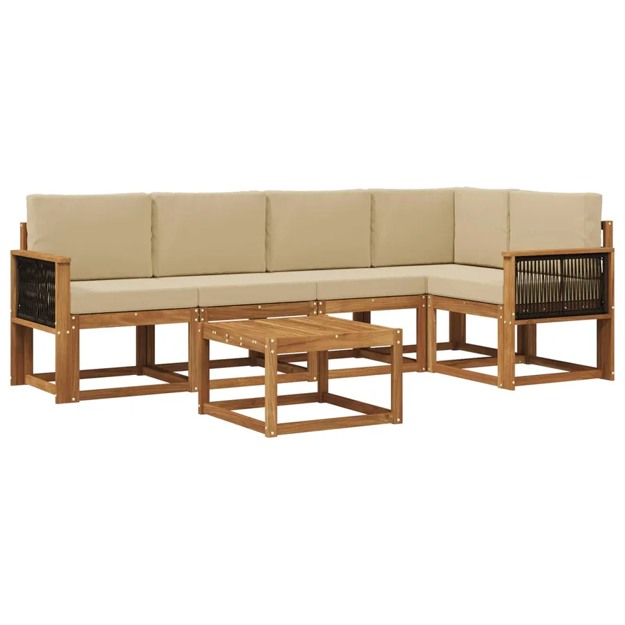 Ensemble de canapés d'extérieur 6 pcs Naturel et Beige - 2