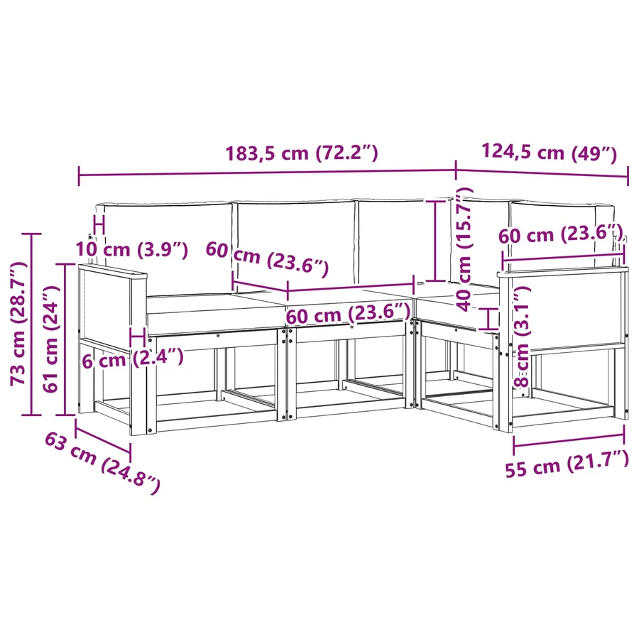 Ensemble de canapés d'extérieur 4 pcs Naturel et gris clair - 7