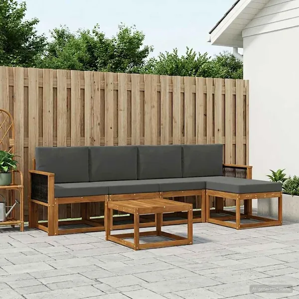 Ensemble de canapés d'extérieur 6 pcs Naturel et Anthracite