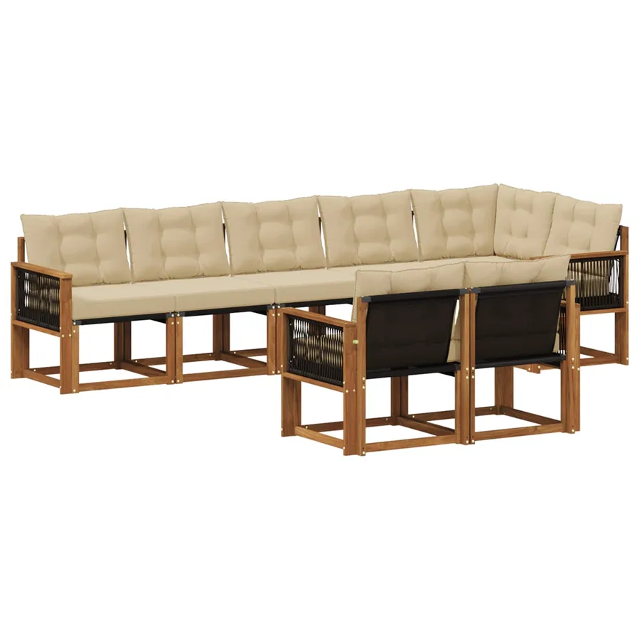 Ensemble de canapés d'extérieur 8 pcs Naturel et Beige - 2
