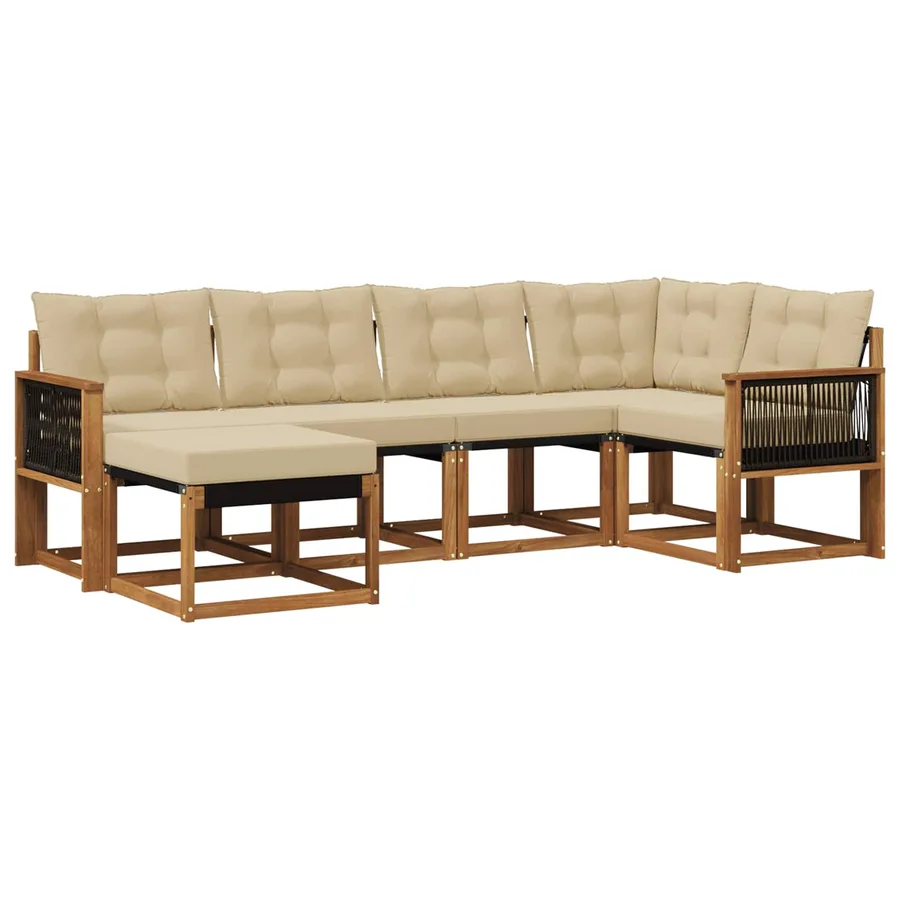 Ensemble de canapés d'extérieur 6 pcs Naturel et Beige - 2