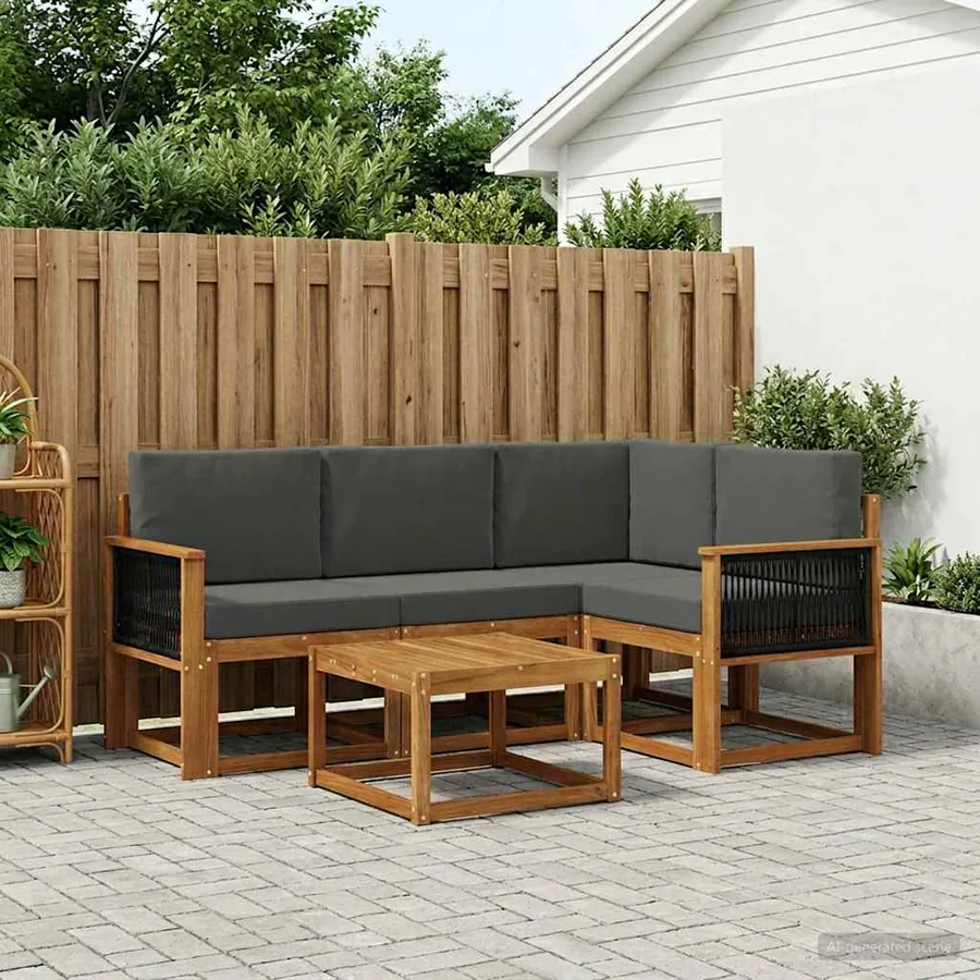 Ensemble de canapés d'extérieur 5 pcs Naturel et Anthracite