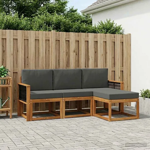Ensemble de canapés d'extérieur 4 pcs Naturel et Anthracite