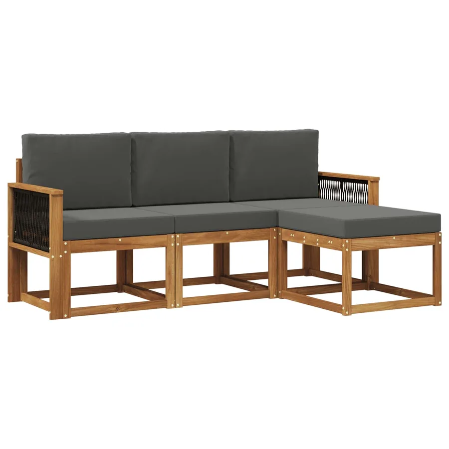 Ensemble de canapés d'extérieur 4 pcs Naturel et Anthracite - 2
