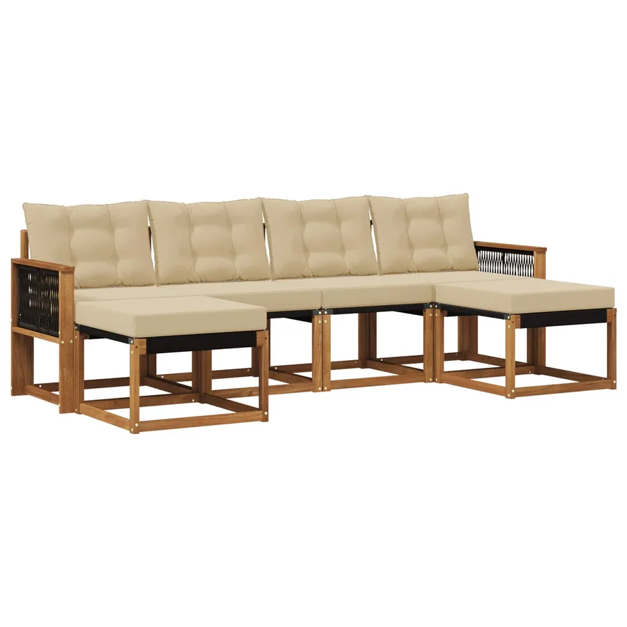 Ensemble de canapés d'extérieur 6 pcs Naturel et Beige - 2