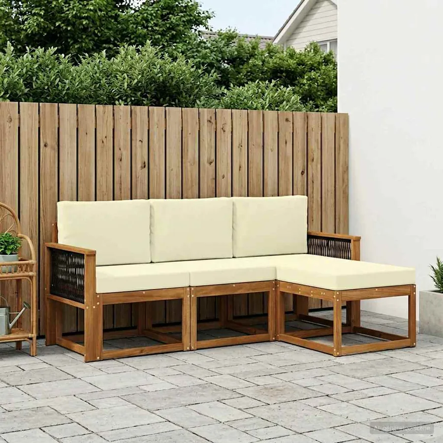 Ensemble de canapés d'extérieur 4 pcs Naturel et Crème