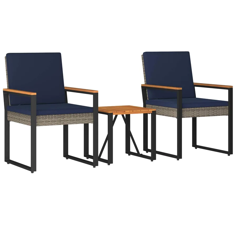 Ensemble de meubles d'extérieur 3 pcs Gris et bleu marine - 2