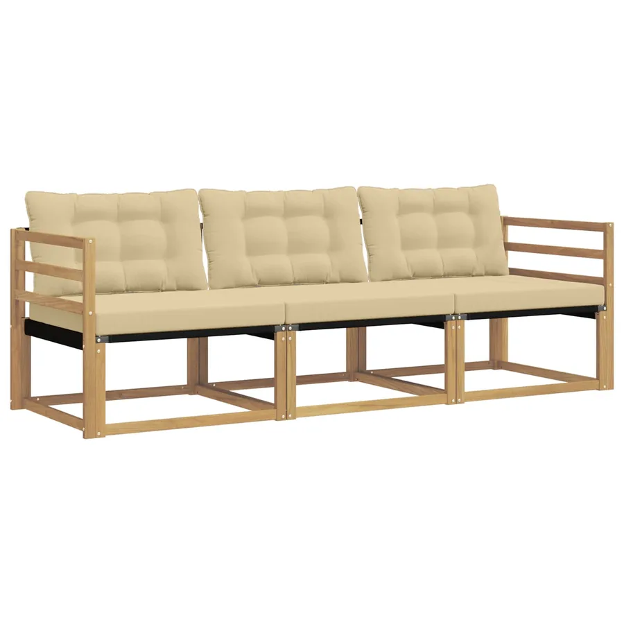 Ensemble de canapés d'extérieur 3 pcs Blanc et Beige - 2
