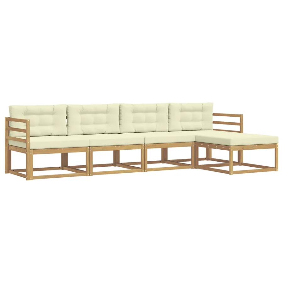 Ensemble de canapés d'extérieur 4 pcs Blanc et crème Polyester - 2