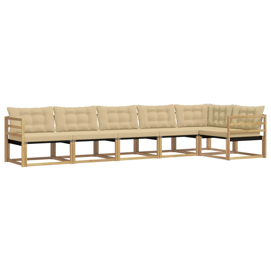 Ensemble de canapés d'extérieur 6 pcs Blanc et Beige - 2