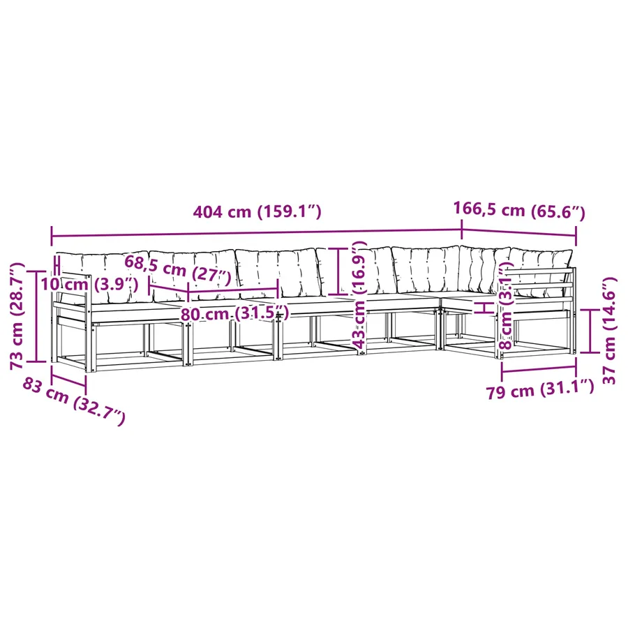 Ensemble de canapés d'extérieur 6 pcs Blanc et Beige - 9
