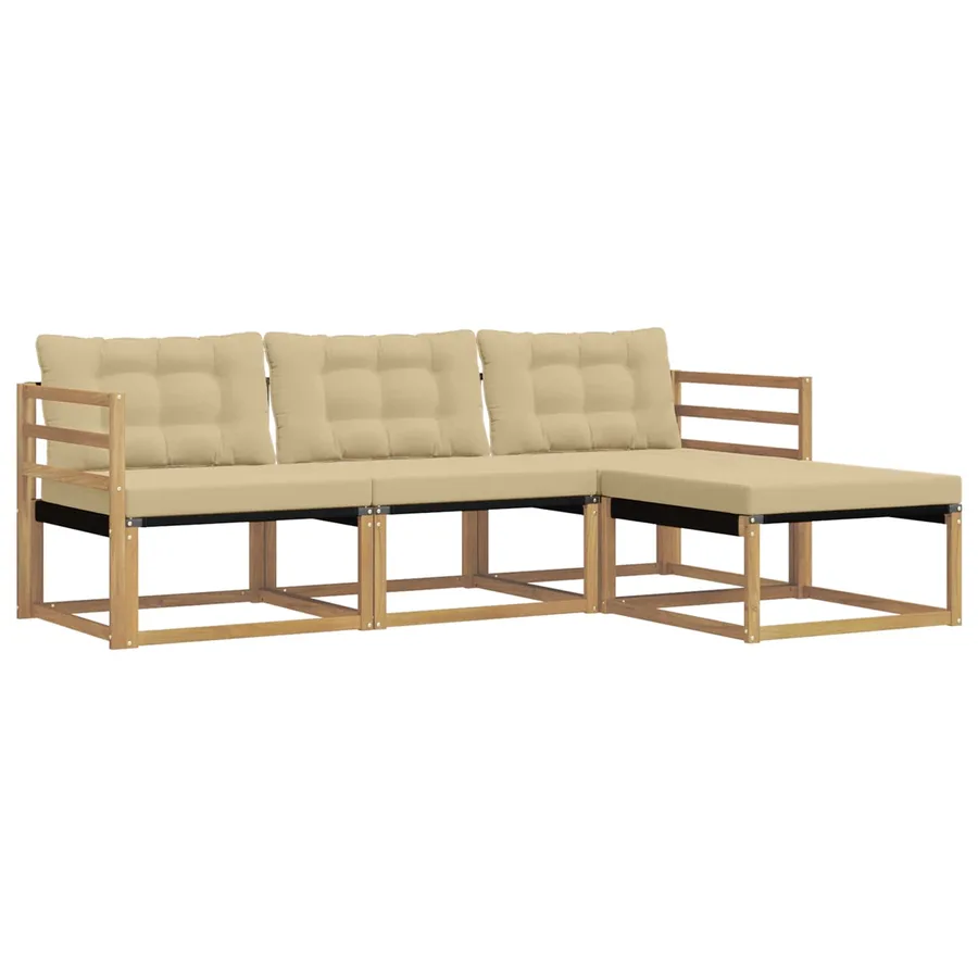 Ensemble de canapés d'extérieur 4 pcs Blanc et Beige - 2