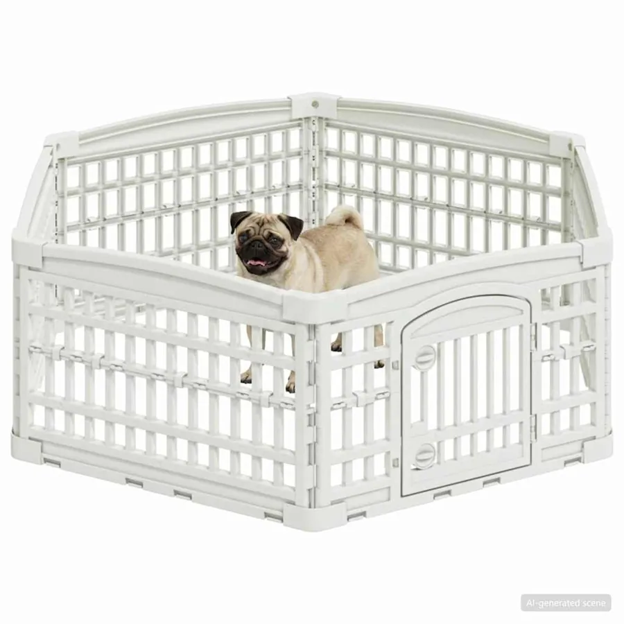 Parc de Jeu pour Chiens à 6 Panneaux 122 x 106,5 x 40 cm Blanc
