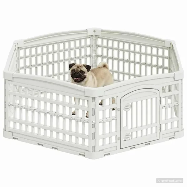 Parc de Jeu pour Chiens à 6 Panneaux 122 x 106,5 x 40 cm Blanc