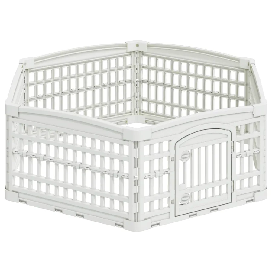 Parc de Jeu pour Chiens à 6 Panneaux 122 x 106,5 x 40 cm Blanc - 2