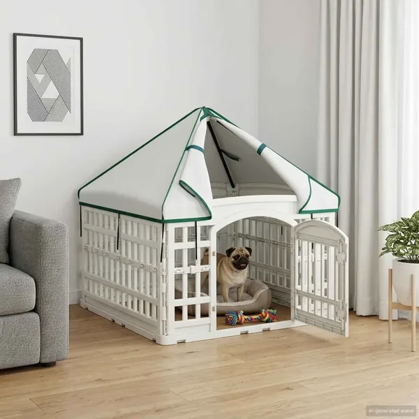 Panneau de jeu pour chien 4 panneaux avec toit 88 x 88 x 112 cm