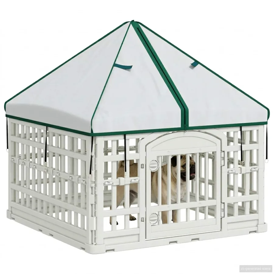 Panneau de jeu pour chien 4 panneaux avec toit 88 x 88 x 112 cm - 3