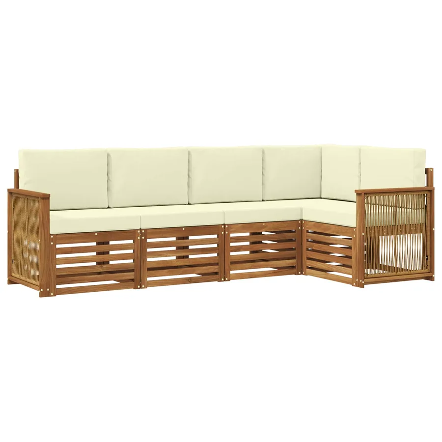 Ensemble de canapé d'angle avec coussin 4 pcs Naturel et Crème - 2
