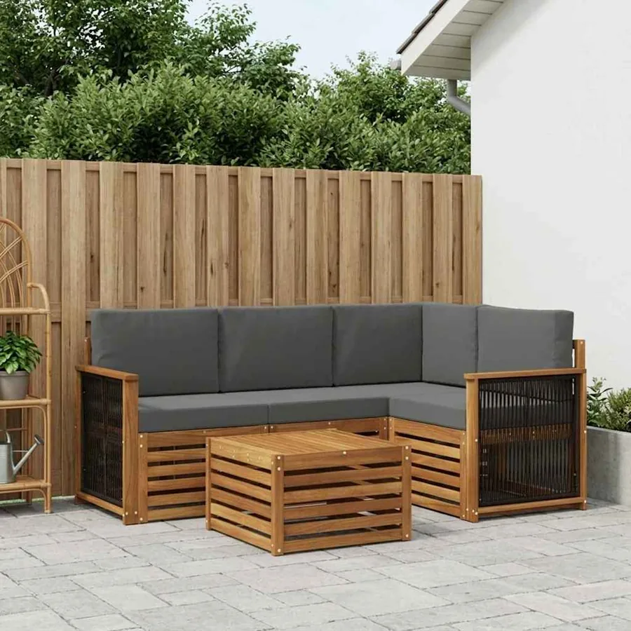 Ensemble de canapés d'extérieur 5 pcs Naturel et Anthracite