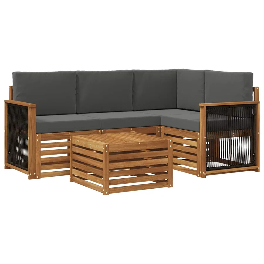 Ensemble de canapés d'extérieur 5 pcs Naturel et Anthracite - 2