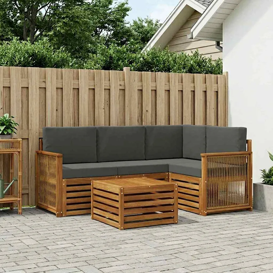 Ensemble de canapés d'extérieur 5 pcs Naturel et Anthracite