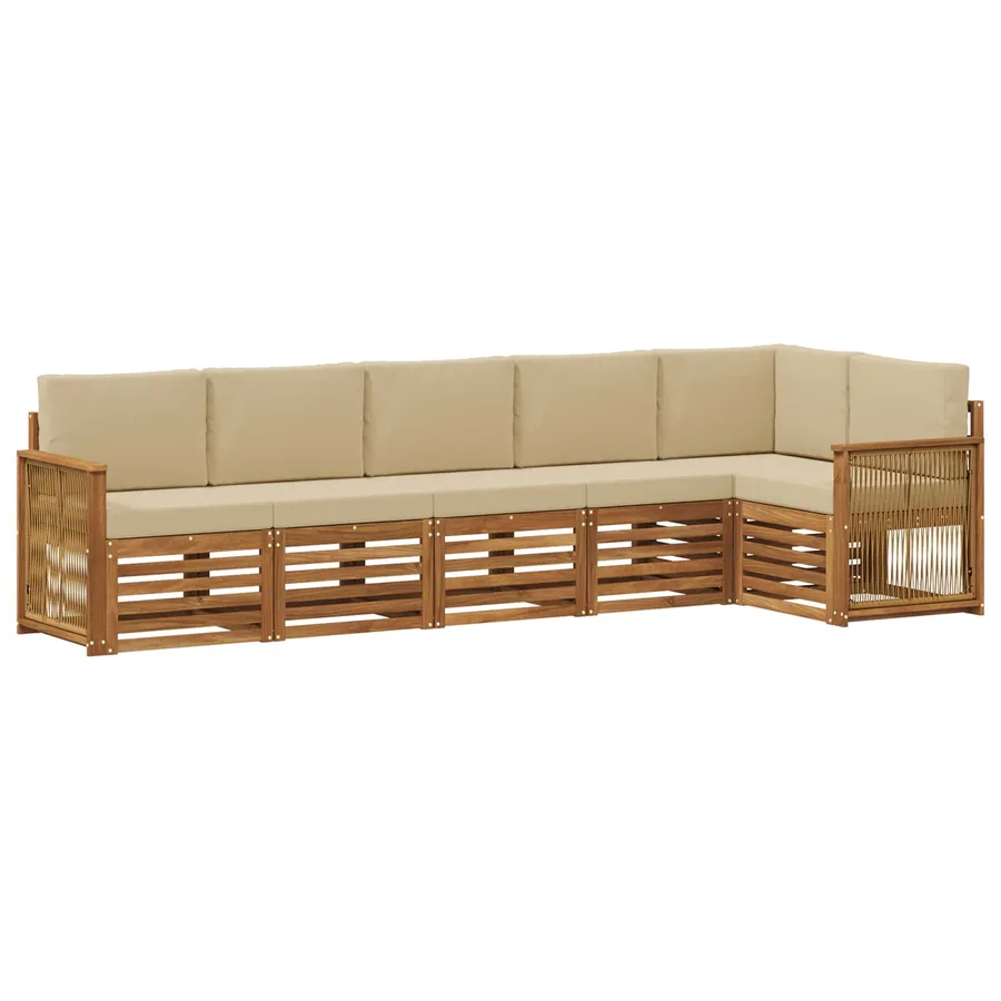 Ensemble de canapé d'angle avec coussin 5 pcs Naturel - 2