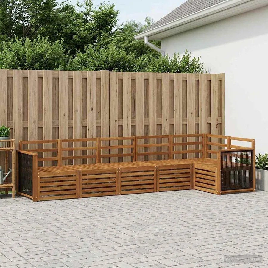 Ensemble de canapé d'angle 5 pcs Naturel Bois d'Acacia Massif