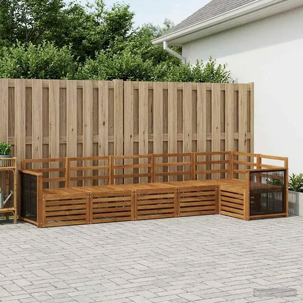 Ensemble de canapé d'angle 5 pcs Naturel Bois d'Acacia Massif