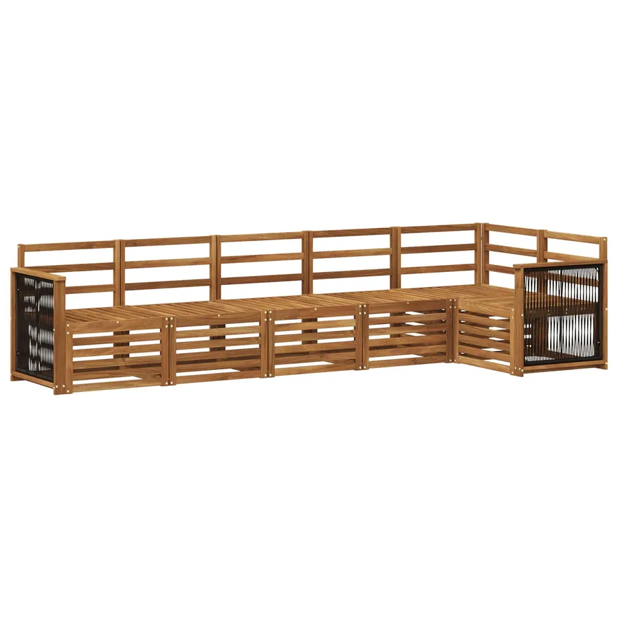 Ensemble de canapé d'angle 5 pcs Naturel Bois d'Acacia Massif - 2