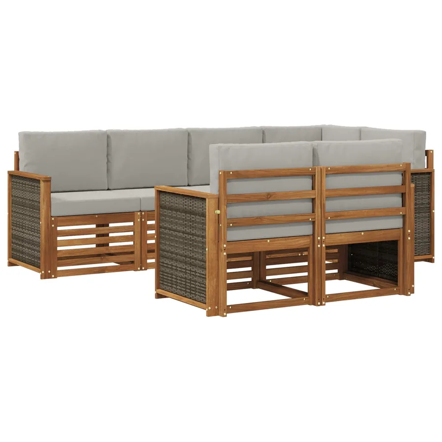 Ensemble de canapé d'angle 6 pcs Naturel et gris clair - 2
