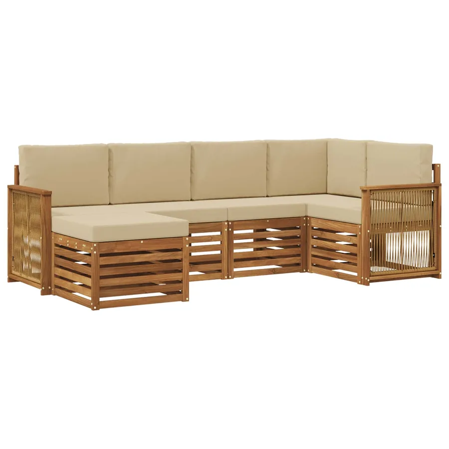 Ensemble de canapé d'angle avec coussin 5 pcs Naturel - 2