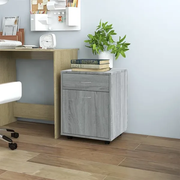 Armoire roulante Sonoma gris 45x38x54 cm Bois d'ingénierie