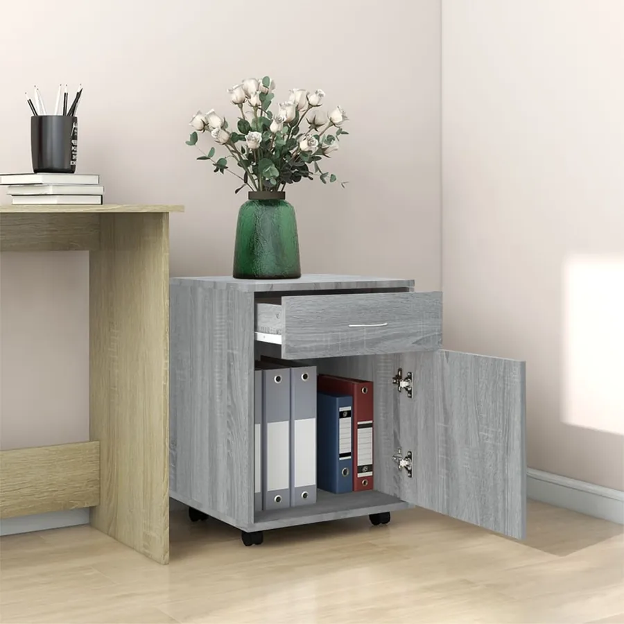 Armoire roulante Sonoma gris 45x38x54 cm Bois d'ingénierie - 3