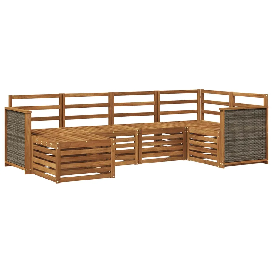 Ensemble de canapé d'angle 5 pcs Naturel Bois d'Acacia Massif - 2