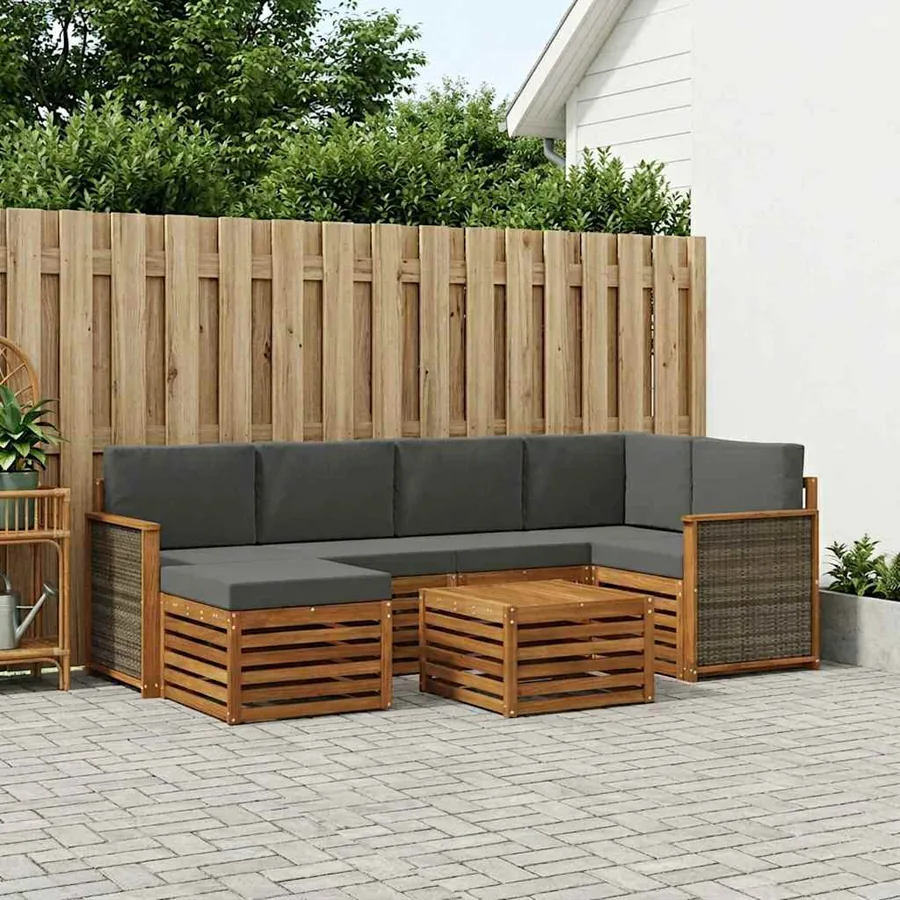 Ensemble de canapé d'angle 6 pcs Naturel et Anthracite