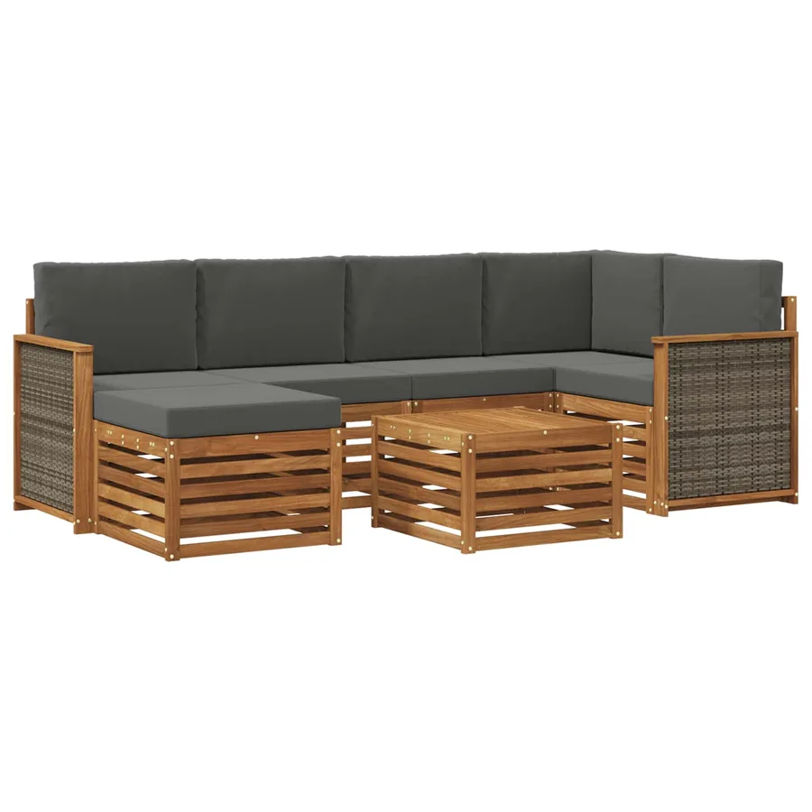 Ensemble de canapé d'angle 6 pcs Naturel et Anthracite - 2