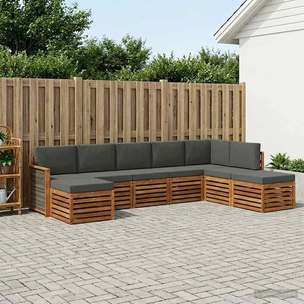 Ensemble de canapé d'angle 6 pcs Naturel et Anthracite