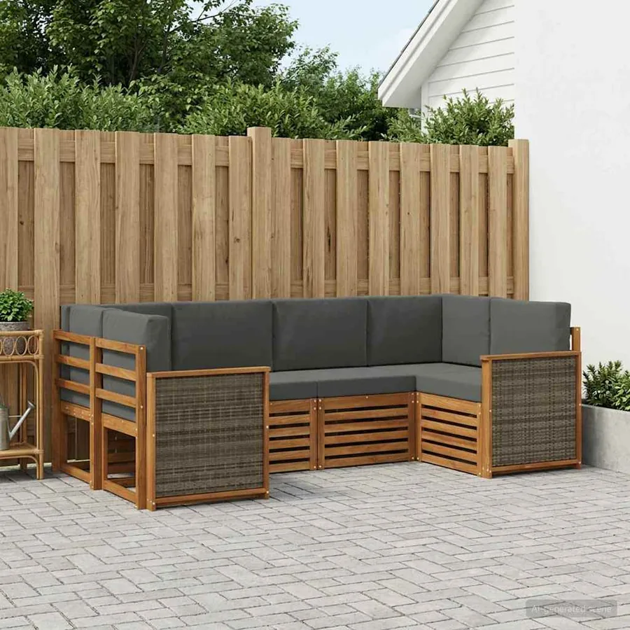 Ensemble de canapé d'angle 5 pcs Naturel et Anthracite