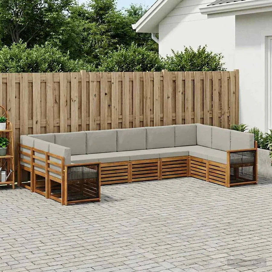 Ensemble de canapé d'angle 7 pcs Naturel et gris clair