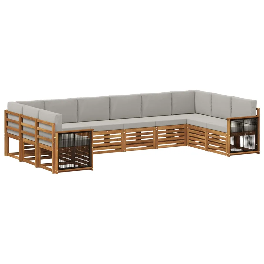 Ensemble de canapé d'angle 7 pcs Naturel et gris clair - 2