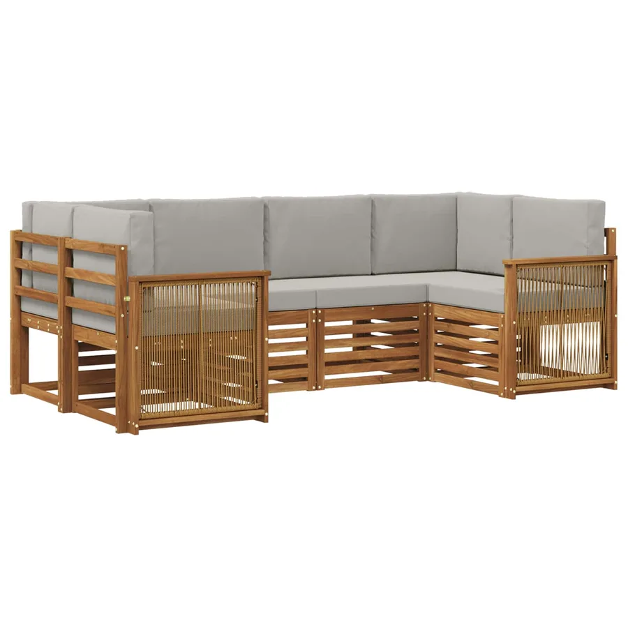 Ensemble de canapé d'angle 5 pcs Naturel et gris clair - 2