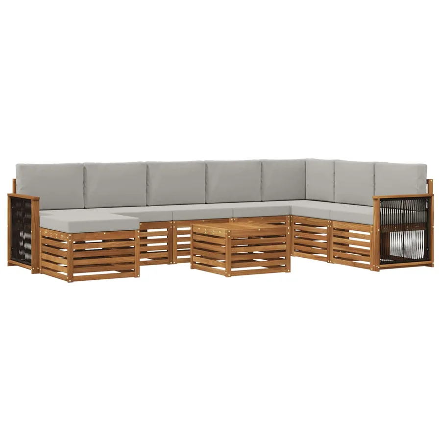 Ensemble de canapés d'extérieur 7 pcs Naturel et gris clair - 2