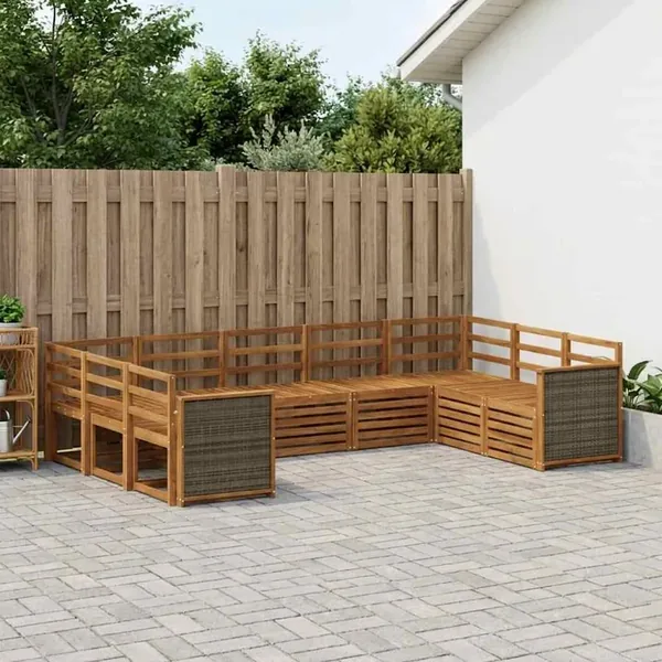 Ensemble de canapé d'angle 7 pcs Naturel Bois d'Acacia Massif