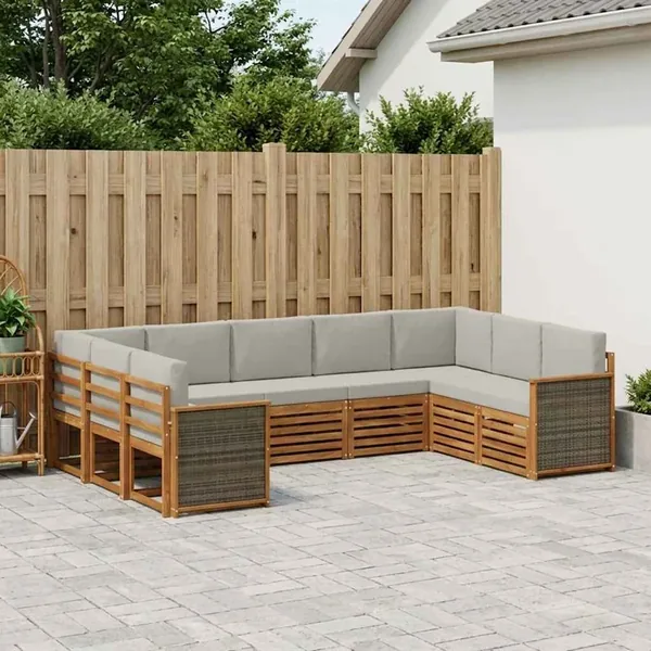 Ensemble de canapé d'angle 7 pcs Naturel et gris clair